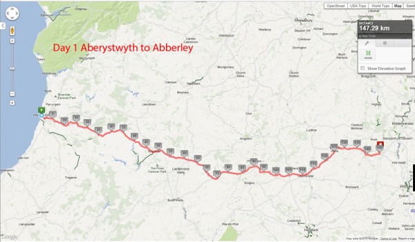 Day 1 - Aberystwyth to Abberley